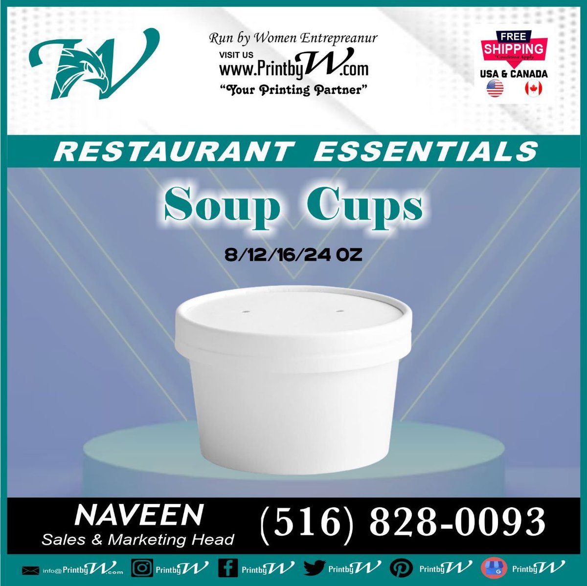 Do you want soup cups for your restaurant? We are here to help you. According to your needs, we will provide you soup cups in any size.
So contact us now- printbyw.com
#soupcups #printbyw #cups #soup #usa #printing #brochure #trophy #bags #card #postcards #newyork