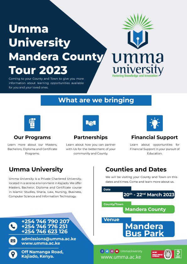 AEDT_Interact's tweet photo. #HudumaMashinani #Series with @UmmaUniversity 

Hello @Mandera_cgvt  ' Waan soo soconaa' to a town near you!!!

#IkoScholarshipKE #IkoInterestfreestudyloanKE

@abdallaumar1 @dr_saado @MohamedAKhalif https://t.co/PgaiEfVMot