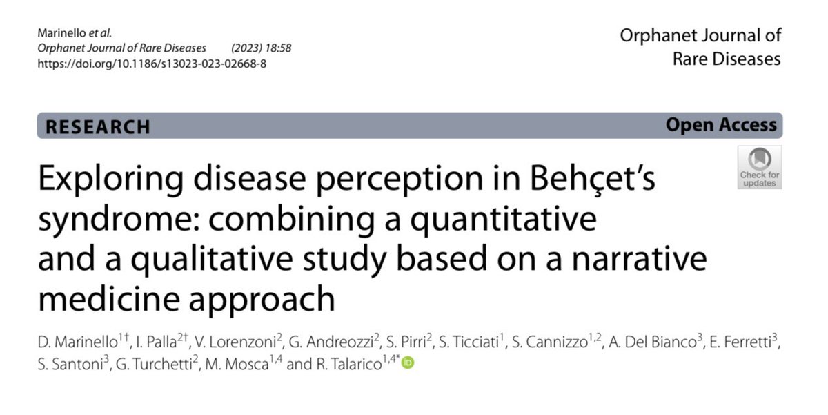 SaraTalarico2's tweet photo. 👉🏻 l'm glad to share our latest study
on #diseaseperception in #Behcet
just published on @ojrarediseases in @SpringerNature that highlights
the long and complex
#patientsjourney faced from the disease onset until the diagnosis.
https://t.co/1f14JWFKBs https://t.co/oSoD3P2kDl