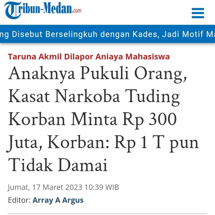 Seorang Taruna AKMIL (<a href="/Puspen_TNI/">Pusat Penerangan TNI</a> )berinisial MZH dilaporkan ke <a href="/polrestabesmdn_/">Polrestabes Medan</a> (<a href="/HumasPoldaSumut/">Polda Sumatera Utara</a>) &amp; DENPOM Medan,Sumut usai diduga menganiaya mahasiswa FK Universitas Islam Sumut (UISU).
Keluarga &amp; Korban mencari Keadilan Mohon Atensinya pak <a href="/ListyoSigitP/">Listyo Sigit Prabowo</a> <a href="/DivHumas_Polri/">Divisi Humas Polri</a>