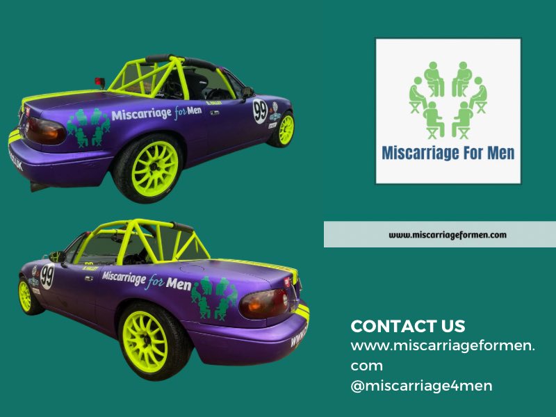 So… we’ve been a bit quiet on socials recently, but we have still been working hard in the background… Today, we have our brand on show at Silverstone! 🤯. You can see the branded MX5 racing in the MX5 Clubman championship &amp; BRSCC Clubman Trophy. #miscarriageformen