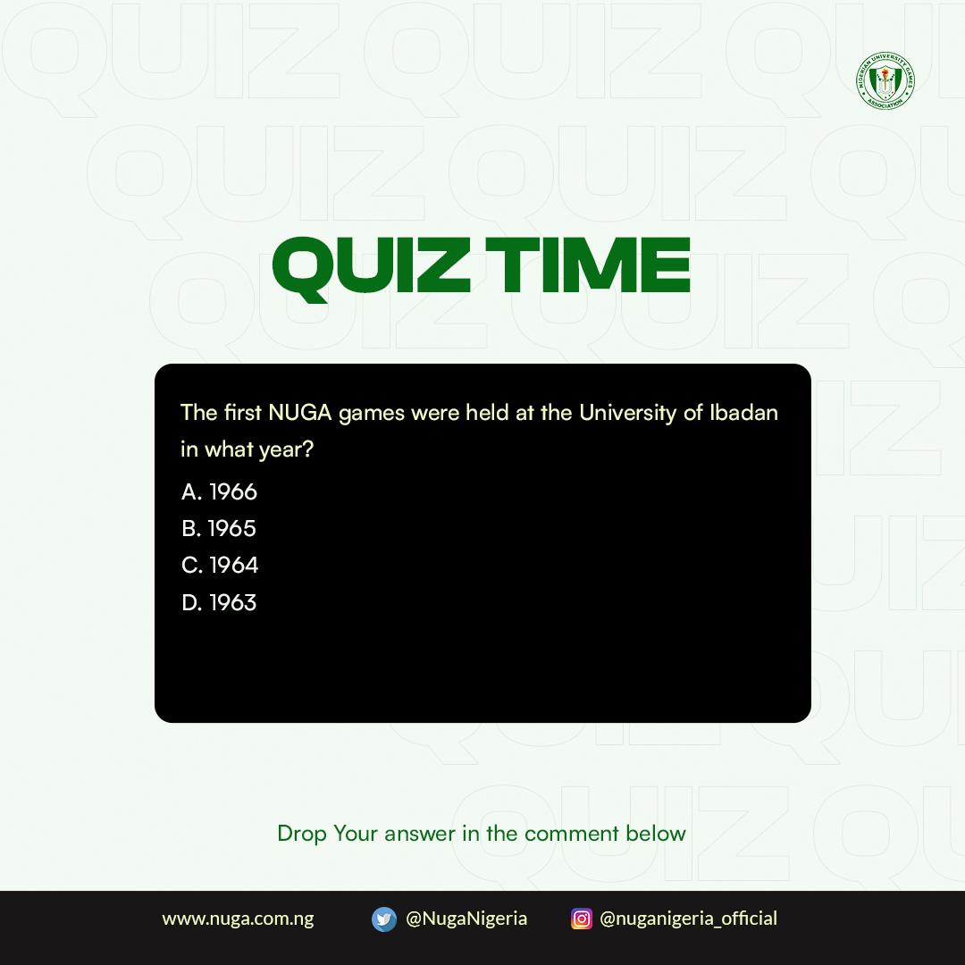 NUGANigeria's tweet photo. IT'S QUIZ TIME🤔☺️
Question about the FIRST NUGA GAMES ⚽🏀🏓🥎🎾🥇🥈🥉
Fastest Fingers 🤌💨⌛️
#nugaquiz
#nuganigeria
#Hifl
#nuga https://t.co/cYIEAk2yiO