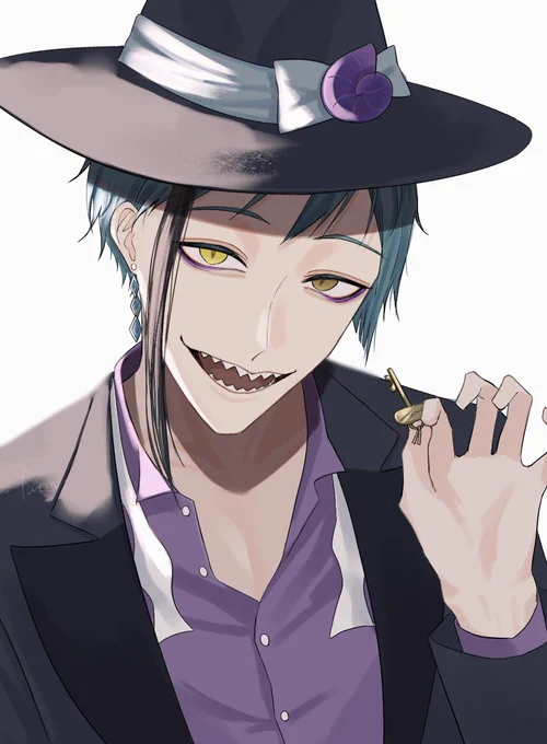 ツイステ3周年おめでとうございます今年もいちばん最初に手を取ったフロイドで…!!合鍵渡しました#ツイステファンアート#twstファンアート 