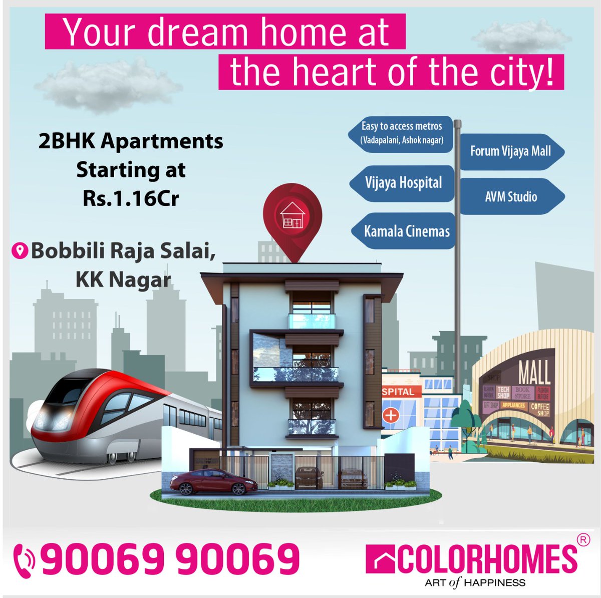ColorHomes2's tweet photo. ✅ Your Dream Home @  the Heart of the City! 2BHK Apartments Starting @ Rs. 1.16Cr.
👉 For more details or bookings call us @ 90069 90069
#kknagar #chennai #apartment #apartmentforsale #apartmentliving #chennaiproperties #chennaiapartment #realestate #realestatelife https://t.co/1TCzCqS1Hs