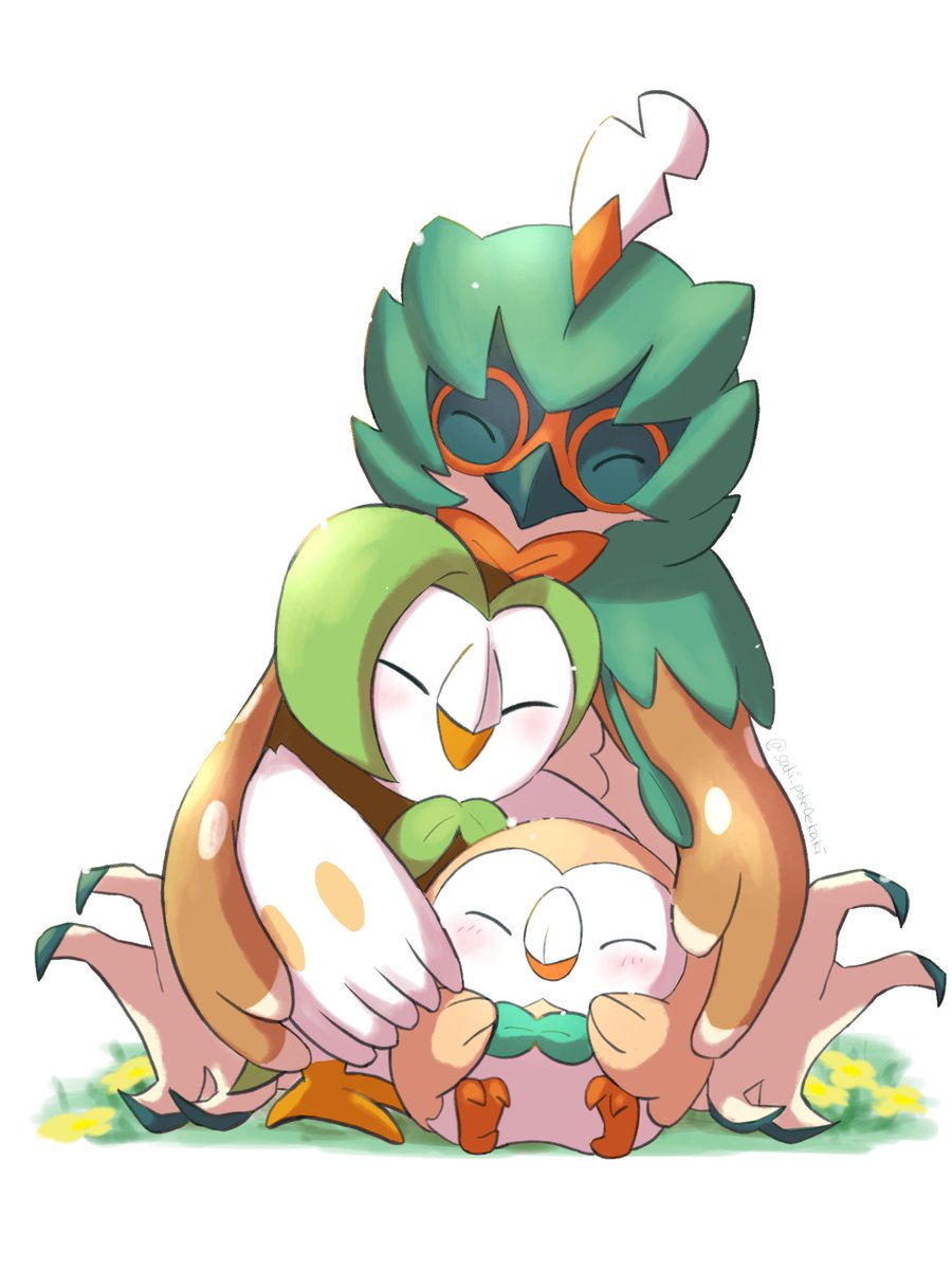 rowlet pokemon (creature) closed eyes no humans blush closed mouth sitting bird  illustration images