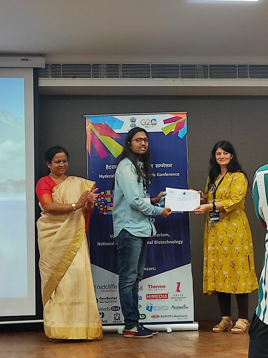 hippo_campy's tweet photo. Folks of @ccmb_csir were brilliant yesterday @HySciConference! 
@ppant95 &amp; @sheminMM bagged the 1st &amp; 2nd prizes for oral presentation. @SakshiShambhav1 &amp; @adroitshaik1 shared the third prize in poster. &amp; @HarshitWise got the best sci-fiction. 🥳 #hysci2023 (1/3) https://t.co/0oqLZZIraU