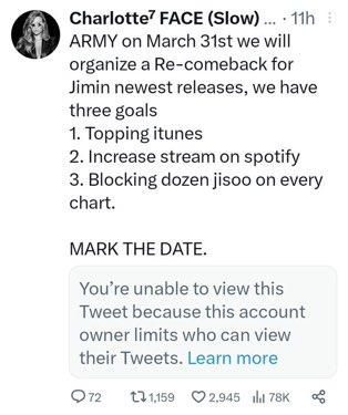 she really thinks they can block jisoo on every chart 💀 the superiority complex and delusion is never ending. and this is so dumb why are you making plans for 31st when his solo debut is on 24?!? 😭