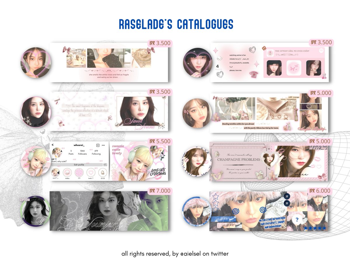 cagonny's tweet photo. HAAIII, im still accepting any layout made by request with this catalogues below! 3.5k - 7k as its range 🗯 more details and form order are on @aielsel's pinned tweet! p.s dont forget to read the tnc ya 💗 #zonauang #zonaba 
https://t.co/ioElONtALY