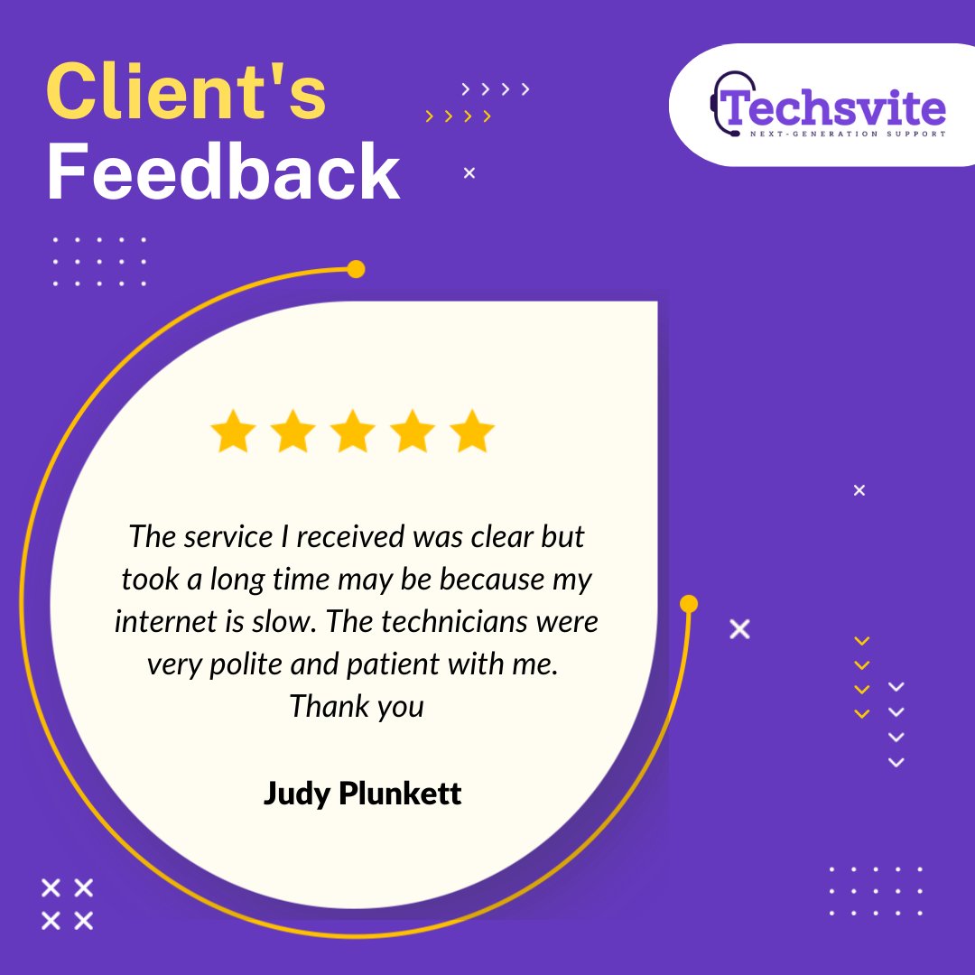 techsvite's tweet image. Our commitment to delivering exceptional service is reflected in the feedback we receive from our satisfied customers.
#smallbusinessitsupport #techsvite
#techsupportforsmallbusiness #ondemanditsupport