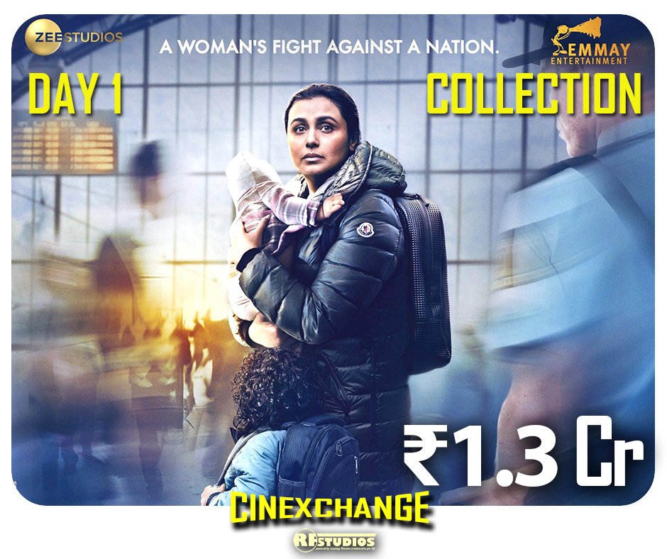 RF_CineTiles's tweet photo. #Day1 collection of #RaniMukherjee starrer #MrsChaterjeeVsNorway lands around ₹ 1.3 Cr. Released on 17th March, the film is directed by #AshimaChibber
#raywingsfilmcore #CineTiles #cinexchange #RFstudios #bollywoodnews #bollywoodupdate #boxoffice #boxofficecollection https://t.co/E1z9JgCX0I