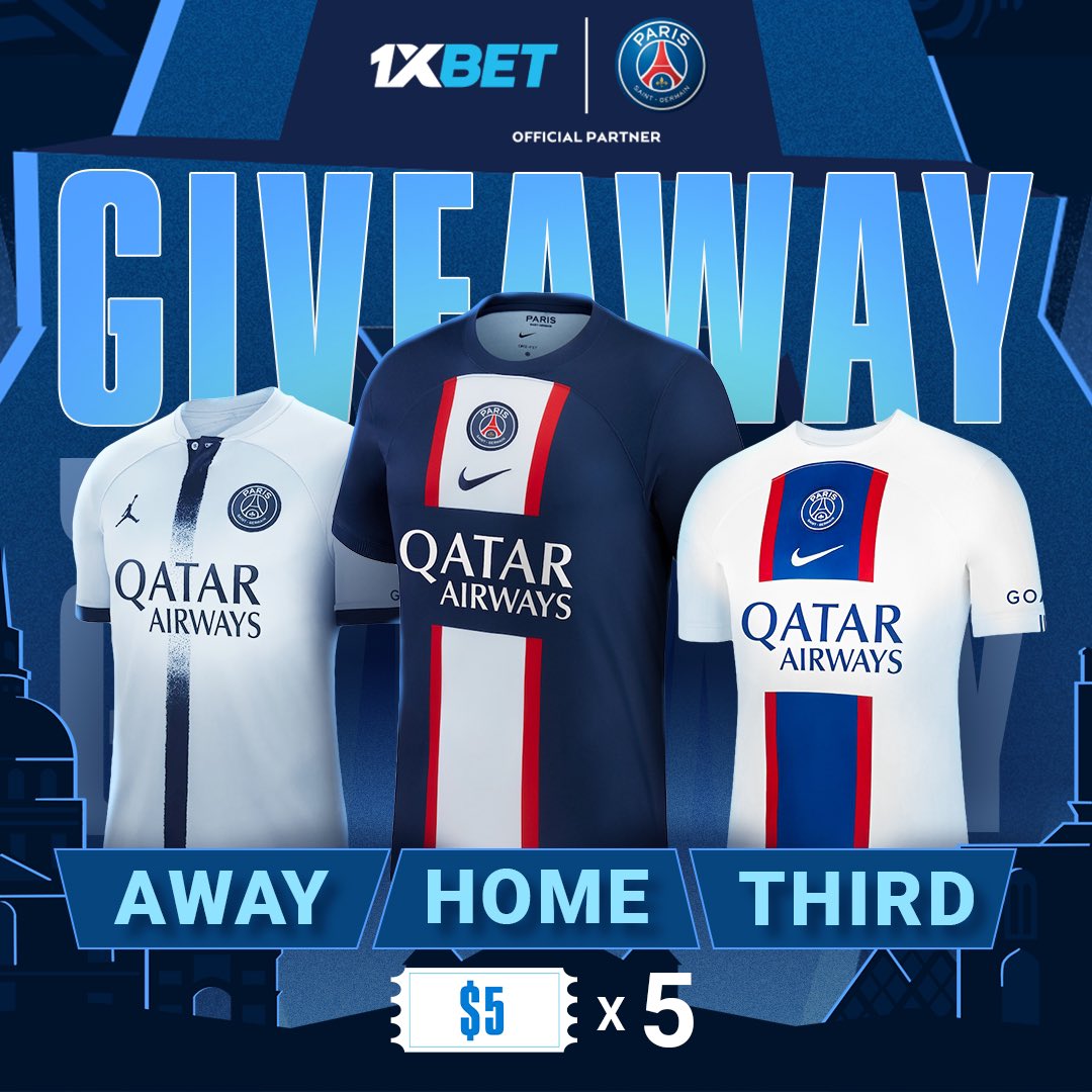 We’re excited to announce our new GIVEAWAY 🎁

Enter now for a chance to win cool prizes!

1⃣ Follow <a href="/1xBet_Eng/">1хBet</a> &amp; <a href="/PSG_English/">Paris Saint-Germain</a>
2⃣ Like and RT this post

Results on 24th of March 🗓