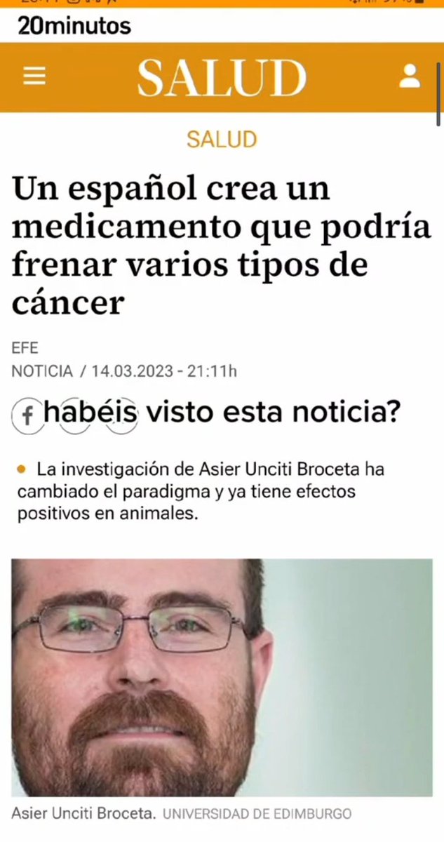 Odulia16414030's tweet photo. #APOYOROCIO18
Otro investigador español ha dado un paso de gigantes en la lucha contra el cáncer y como suele ser habitual ese descubrimiento lo ha hecho lejos de España por desgracia son otros países los que valoran el enorme potencial de los científicos españoles https://t.co/UTYgUh1jtY