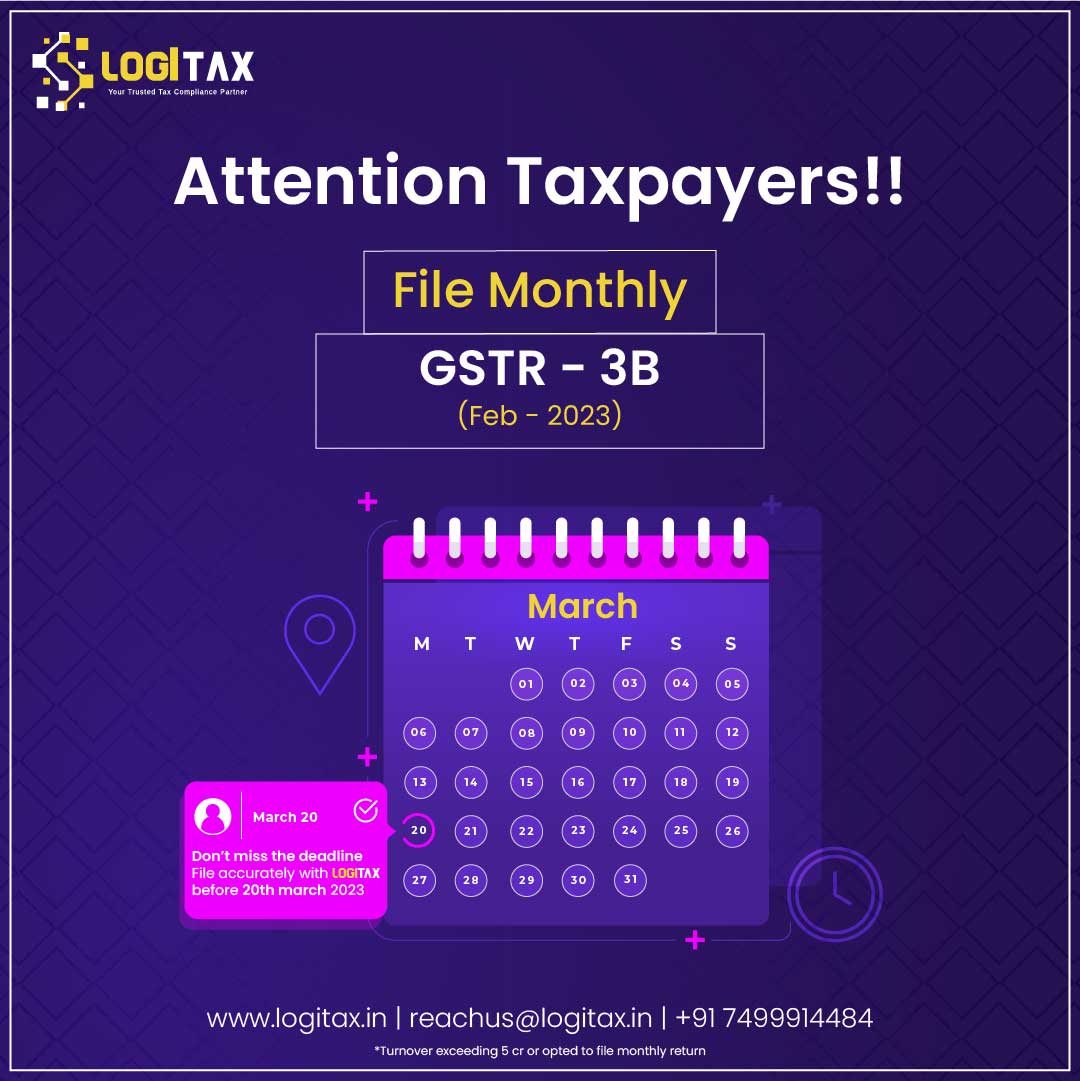 Logitax on twitter due date for filing your monthly gstr 3b return