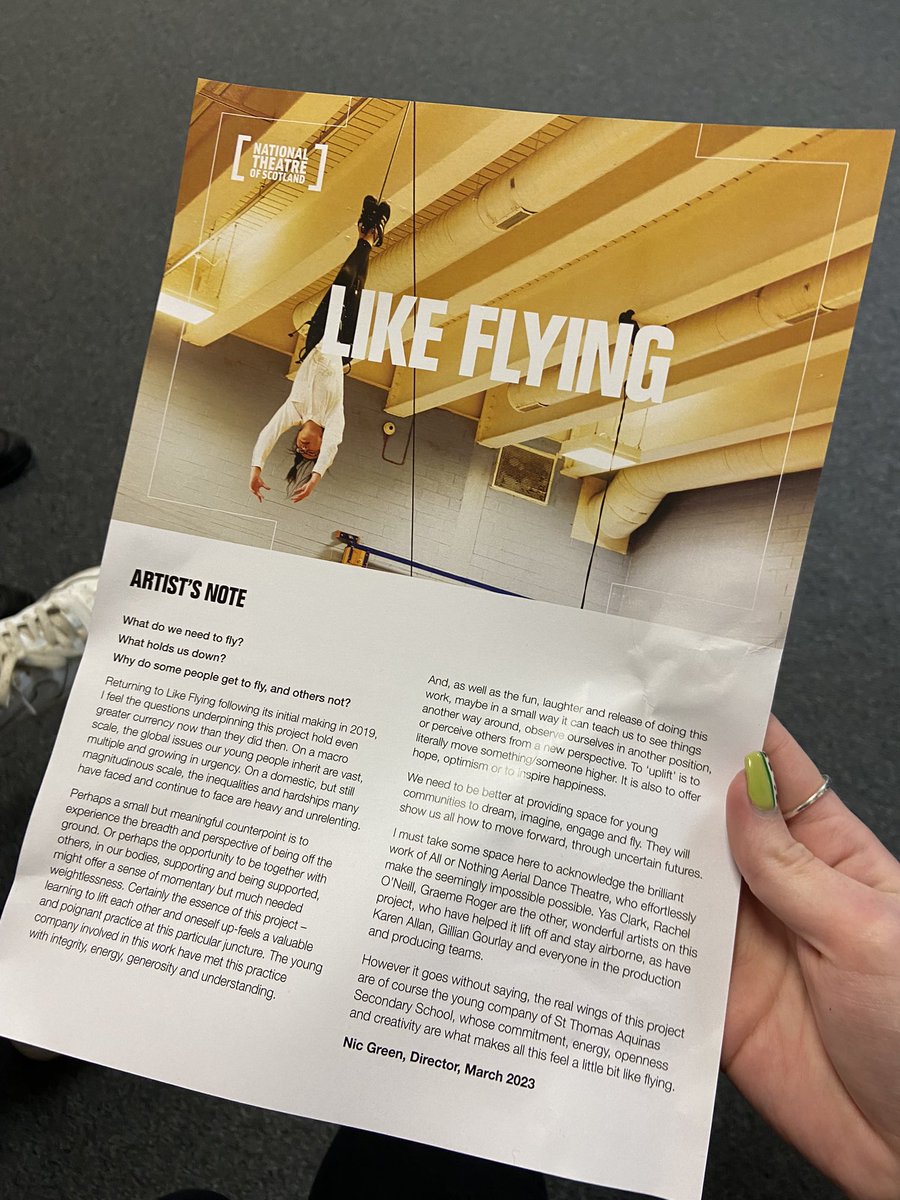 MissPeters99's tweet photo. A fantastic afternoon in Glasgow yesterday taking two @RossieYPT YP, Z & M, to #LikeFlying by the National Theatre of Scotland🎭 we’re so excited for them to visit us over the next few weeks to help us create and write our own incredible immersive aerial performance 🎬 #showtime https://t.co/F1OTzZSX9v