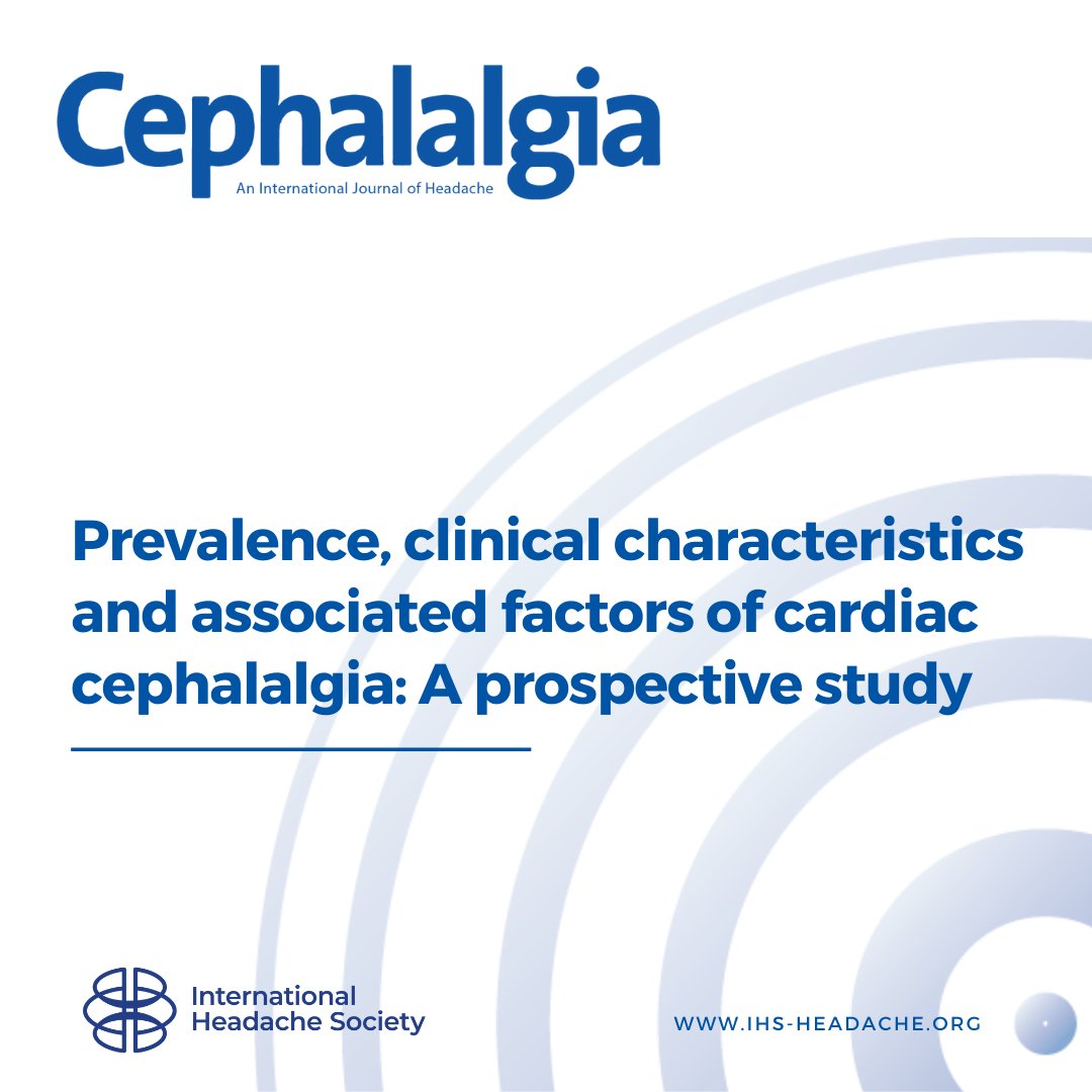 ihs_official's tweet photo. According to a newly published study, the prevalence of cardiac cephalalgia is 14.2% in patients with myocardial ischemia. Also, jaw pain, palpitations, &amp; myocardial infarction secondary to circumflex artery stenosis were more frequent in patients with cardiac cephalalgia. https://t.co/aQdIuXCZGj