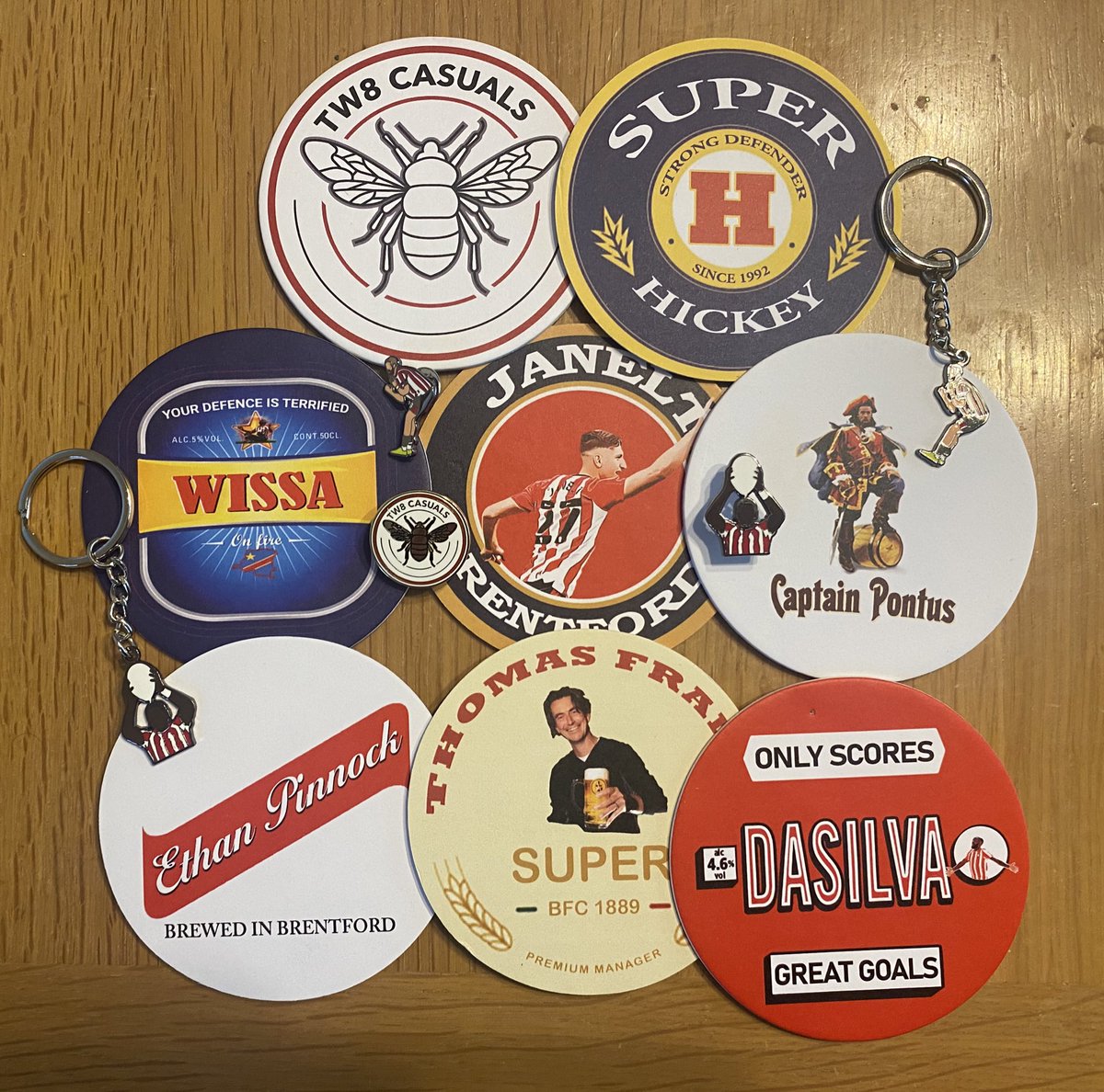 StoreTw8's tweet photo. Giveaway time…. 

If Schade scores or assists today one follower will win… 

One Set of beer mats ✅
Pontus badge and keyring ✅
Toney badge and keyring ✅
TW8 Casuals badge ✅

Retweet and follow for chance of winning…. 

https://t.co/xo8aGTEPwK https://t.co/O5BtJHPGJ9