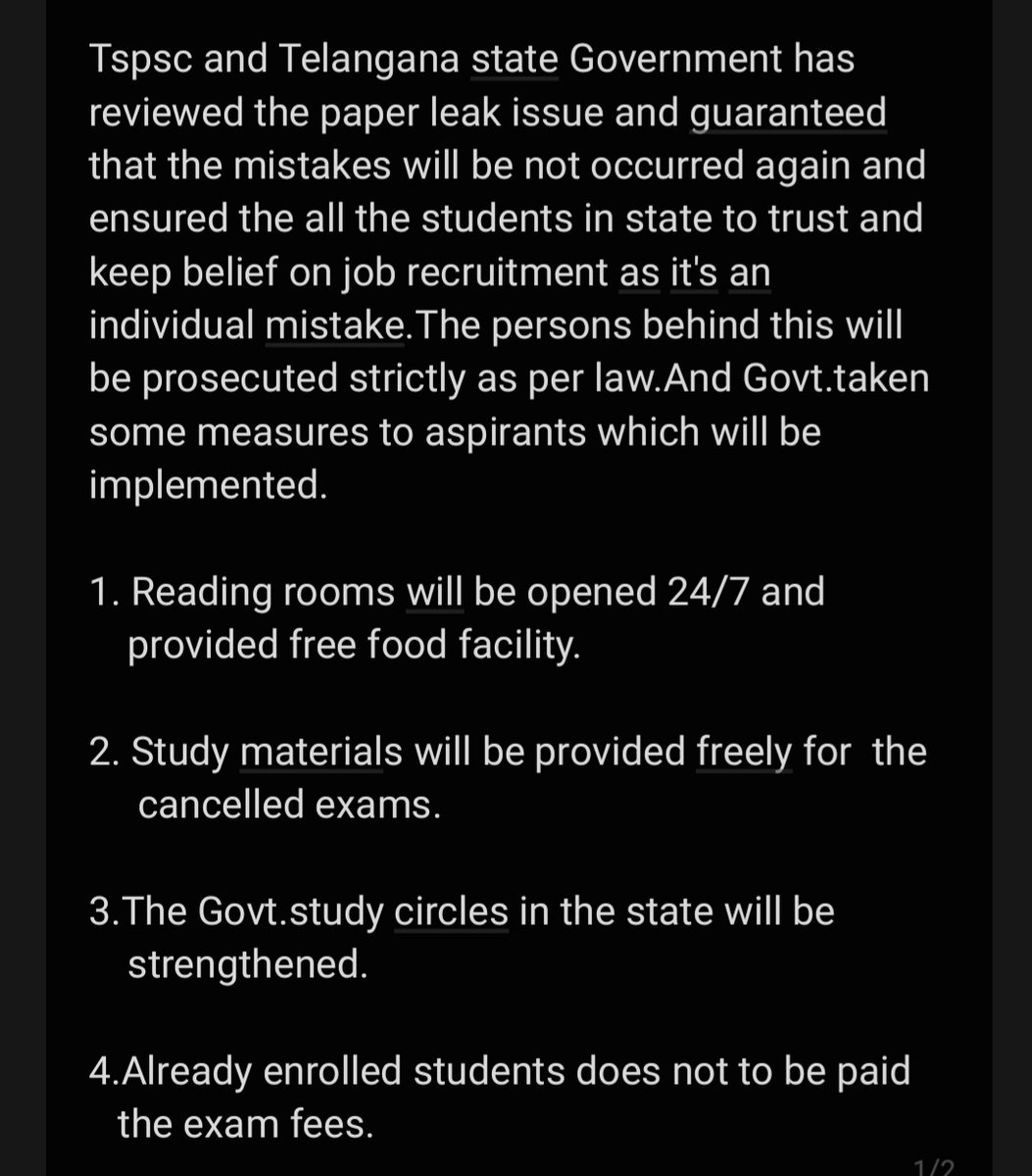 apraveen51's tweet photo. #TSPSC &amp; Government has reviewed the tspsc paper leak issue. @KTRBRS  sir ensured the disheartened students and aspirants  that the mistakes will be not occurred again and will be taken steps and prosecuted the persons severely after the SIT report. https://t.co/UoGrsmxEF1