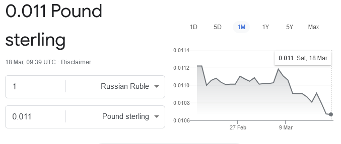 SMyarse's tweet image. Economy of #RUZZIA is in freefall.
1 Milion #rubles = £11,000 = I'm a multi-billionaire.
This time next year Rodney, we'll all be billionaires.
