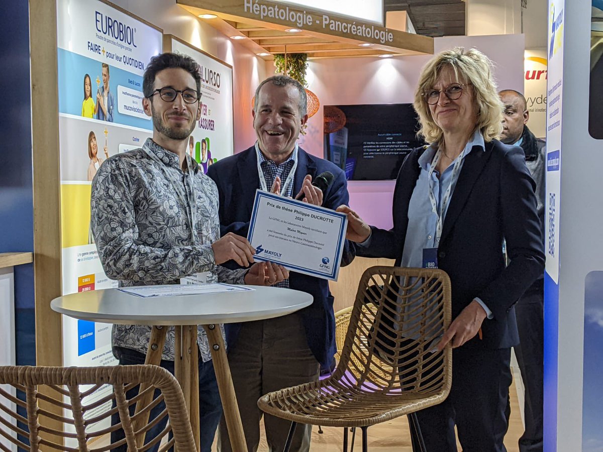 MaevaMeynier's tweet photo. Many thanks to Julien Scanzi, Pauline Jouet and Franck Henri des laboratoires @MayolySpindler, to the French group of neuro-gastroenterologists #GFNG, as well as to the #JFHOD for this thesis prize. I would also like to thank Neurodol and M2iSH labs and my thesis supervisors 👩🏻‍🎓 https://t.co/ew9YNhnUeF