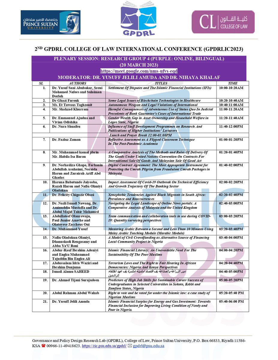 psu_law's tweet photo. يستضيف المؤتمر بتاريخ 20 مارس عدداً من الباحثين الدوليين والوطنيين، وسيعرض عدداً من الأوراق العلمية التي تتحدث عن موضوعاتٍ شيقة ومختلفة باللغتين العربية والإنجليزية. 
#GPDRLIC_2023 https://t.co/cyYlFEIgZf