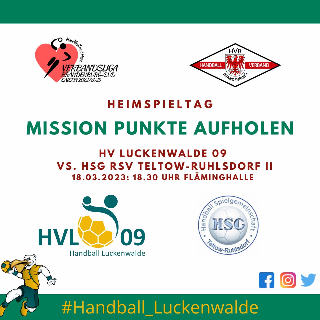 HVL09's tweet photo. Heute erwarten uns zwei richtige Leckerbissen zum #Heimspieltag in der #Fläminghalle in #Luckenwalde.Unsere B-Jugend-Auswahl empfängt um 16 Uhr den @VfLPotsdam u im Kellerduell empfängt um 18.30 Uhr unsere 1.te Mannschaft die Reserve von der #HSGRSV_Teltow_Ruhlsdorf. #HVL #hvl09 https://t.co/TR2IsBw7nZ
