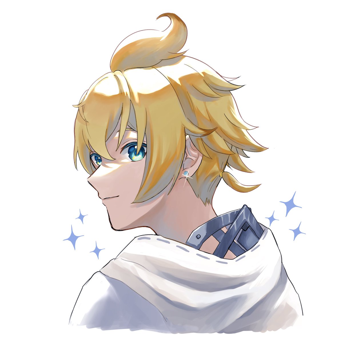 1boy male focus blonde hair solo white background blue eyes looking at viewer  illustration images