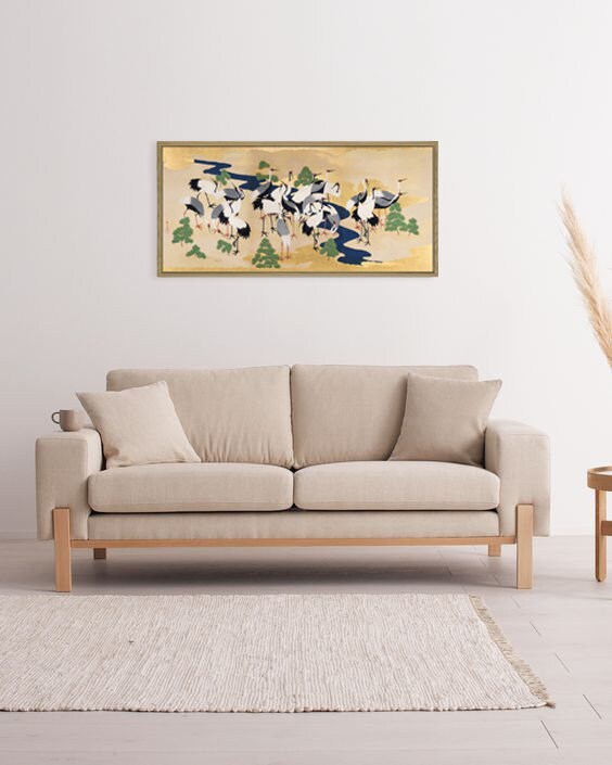 Bird Print, Horizontal Long Wall Art Decor, Vintage Bird, Japanese Art Print, Landscape etsy.me/3loxvQq #unframed #bedroom #animal #horizontal #birdprint #birdwallart #birddecor #antiquebird #vintagebird
