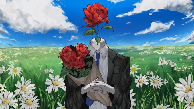 『バケモノと花束 / 可不』のイラストを担当させていただきましたよろしくお願い致します  