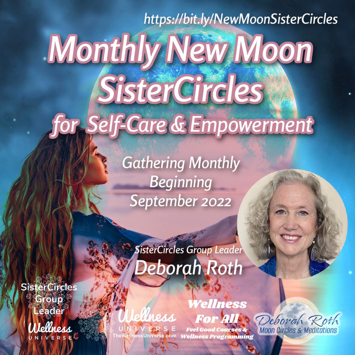 LIVE IN 2 DAYS!

Meet @CoachDebRoth #Spiritual Life & #CareerTransitionCoach, #RelationshipCoach, & Interfaith Minister leading @TheWellnessUniv #WellnessforAll Monthly #NewMoon #SisterCircles gatherings. Join here ✨ bit.ly/NewMoonSisterC… #selfcare