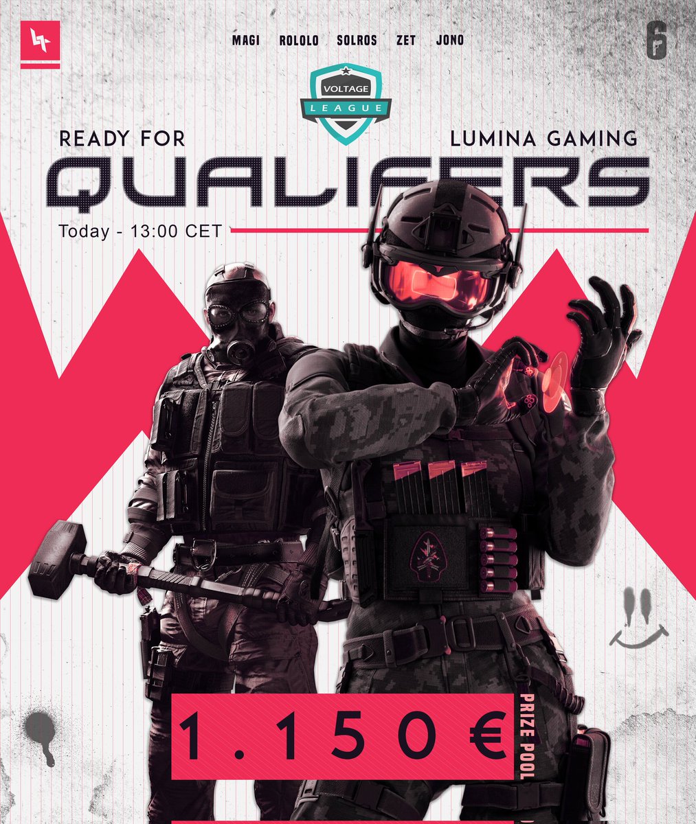 [ #RainbowSix ]

In 2 hours, @LeagueVoltage qualifiers start - We are ready 👊

👇 updates will be below

#GOLumina
