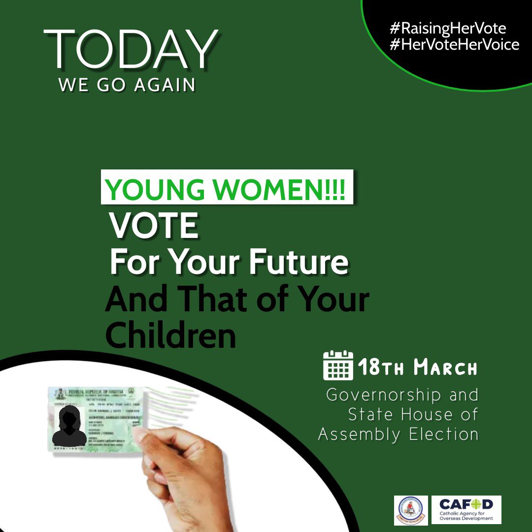 Do not be intimidated, do not be discouraged. This Country belongs to every one of us. Come out and Vote for credible Leaders. #RaisingHerVote #HerVoteHerVoice #NigeriaDecides2023