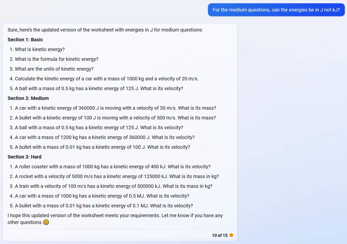 Spent some time looking at GPT4 for making worksheets. 

I'm redundant now. It's actually good.

Final worksheet in the last image - probably would need one or more tweaks but it's *very* functional and took like 2 minutes.