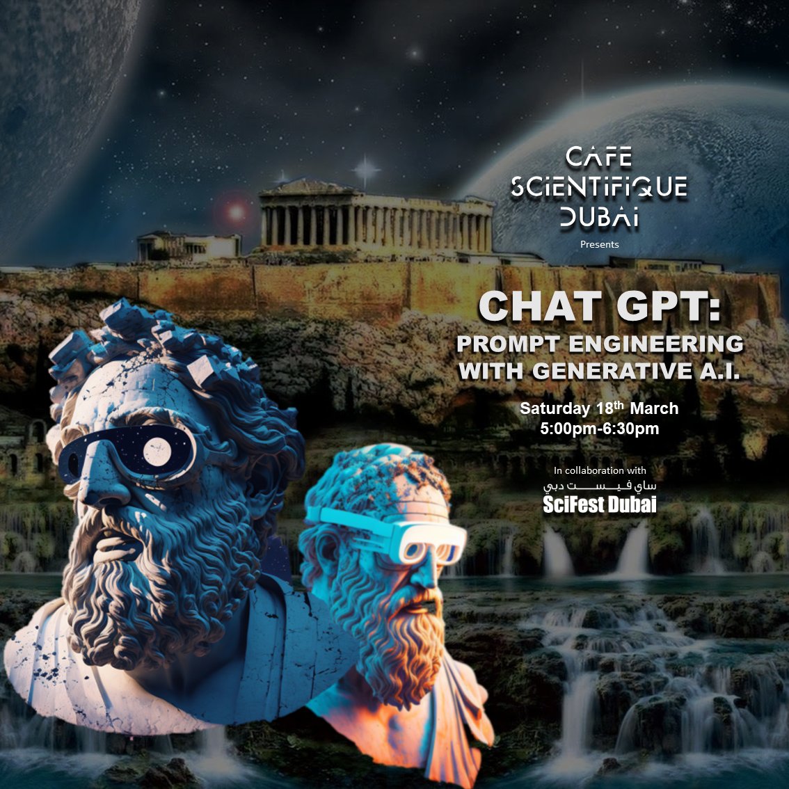 I'm beyond excited to discuss ChatGPT with the diverse and inquisitive audience that Cafe Scientifique events always bring in. If you enjoy passionate conversations about science and technology, then come join us at 5pm today at Harries Pancakes down at Dubai Marina.