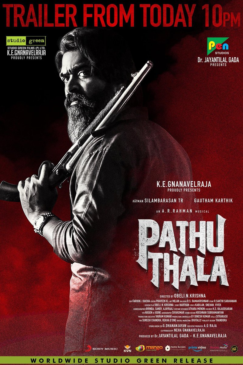 Ulaga_Cinema's tweet photo. #PathuThalaTrailer from Today 10 PM.

#Atman #SilambarasanTR #Silambarasan #Simbu #ActorSimbu #STR #ActorSTR #PathuThalaAudioLaunch
#PathuThala #AudioLaunch https://t.co/ZnC1bci1vr