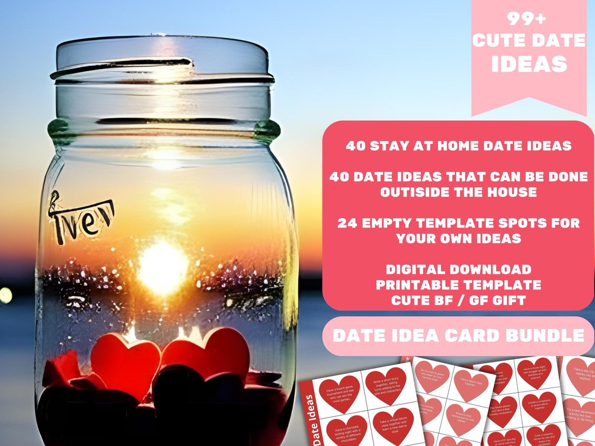 EassyTemplates's tweet photo. 99+ Date Night Idea cards. Instant download printable. Romantic Date. Love coupon Template. Date box jar. Valentines day gift. Date Night.

https://t.co/DtfOJiBpqk

#datenightbox #datenightideas #datenightcardsprintable #datenightjartemplate #datenightgift #couples https://t.co/ZkAVtXhBUY