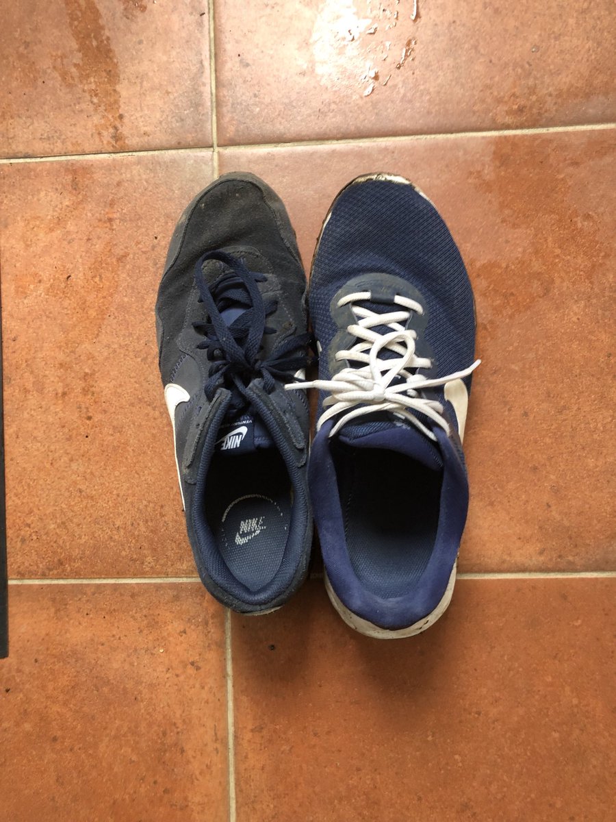 KingA1anking's tweet photo. My 40 yr old son turned up this morning wearing odd trainers! https://t.co/ETVoBFxql9