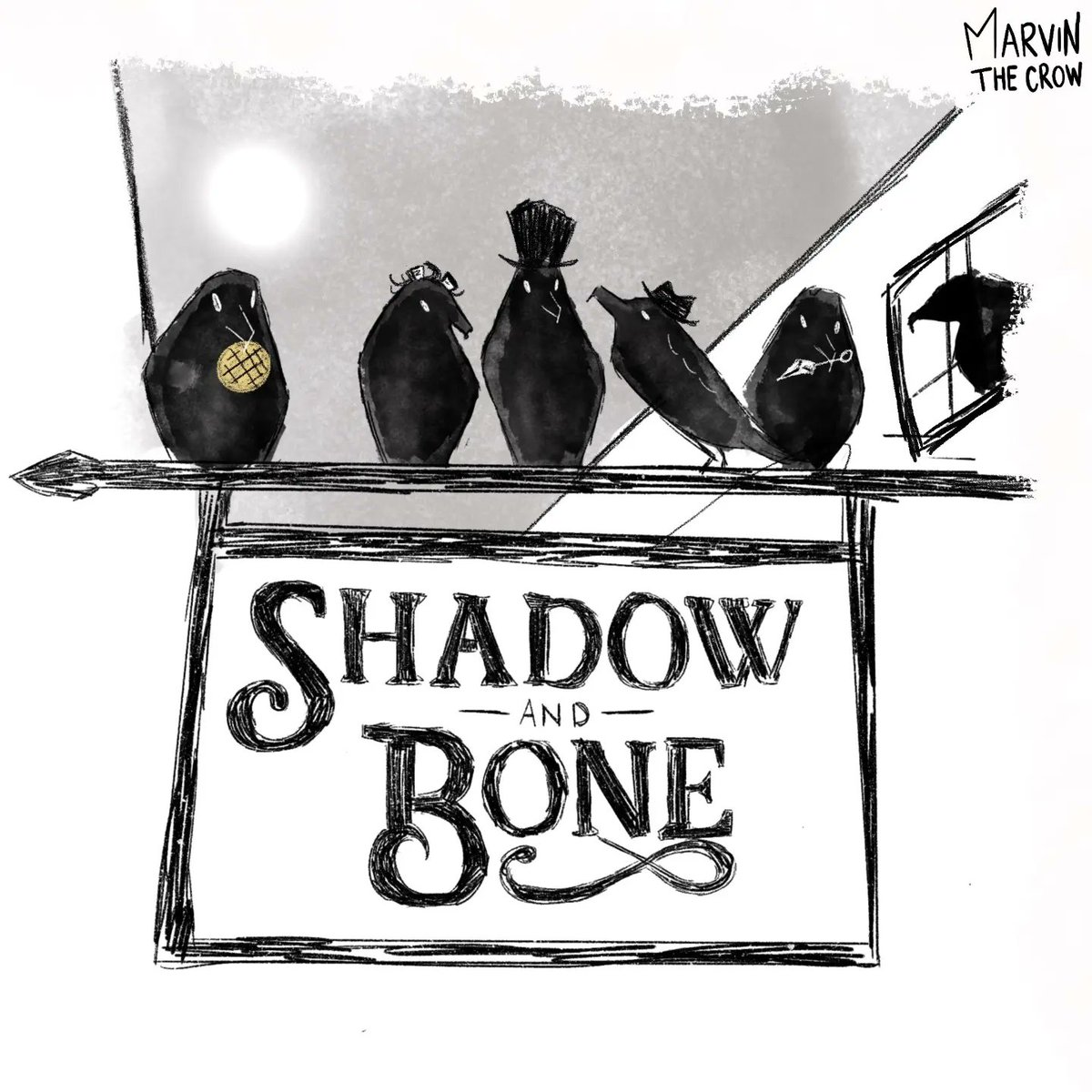 Shadow and Bone 2 episode 5 intro card but they are The Crows As Crows!