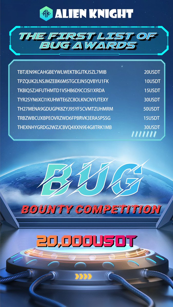 AlienKnightGO's tweet photo. On March 18 before 12:00 Bug Bounty Competition list is here!
The list is as follows. https://t.co/TRiY3NC558