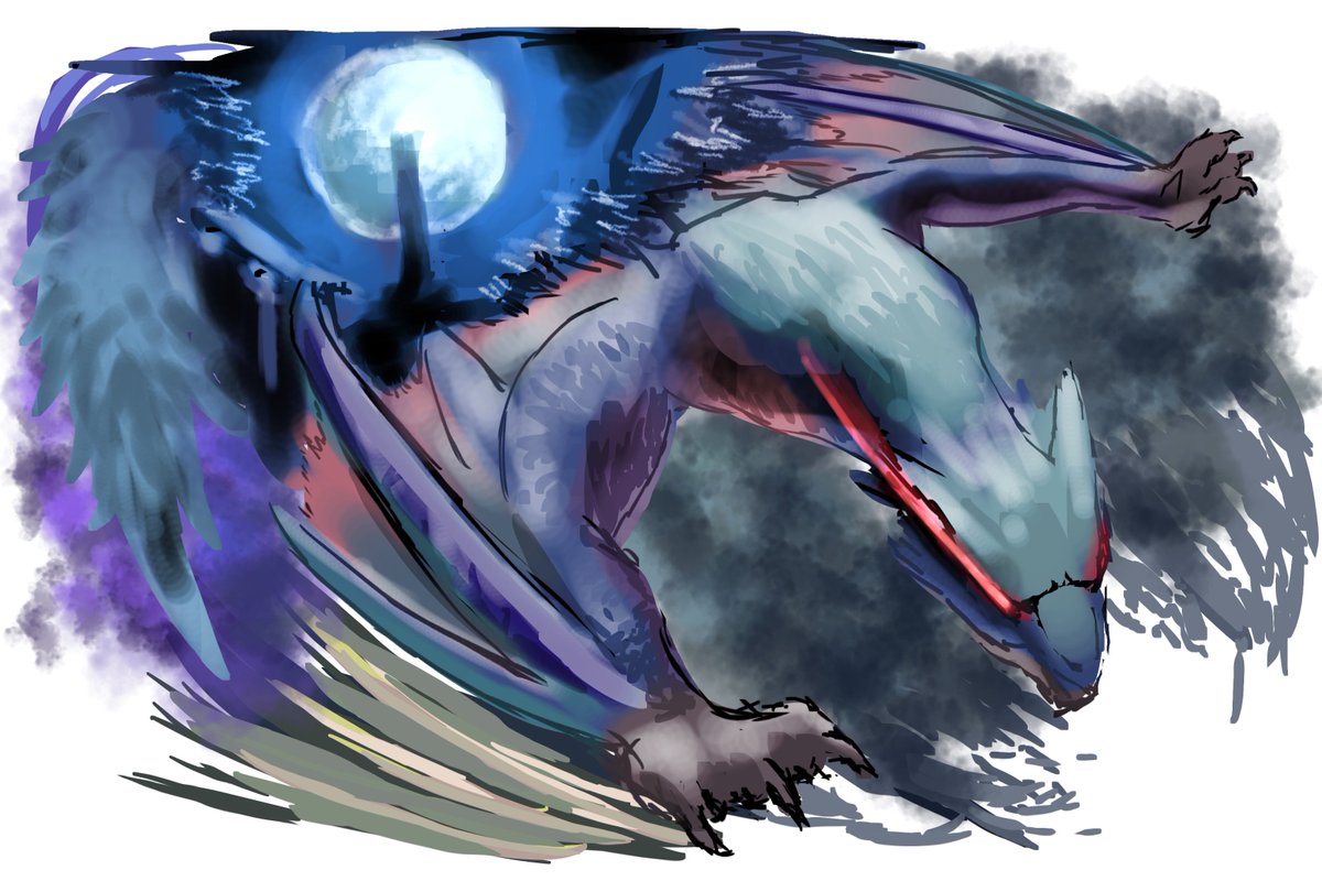 no humans pokemon (creature) solo moon red eyes night glowing  illustration images
