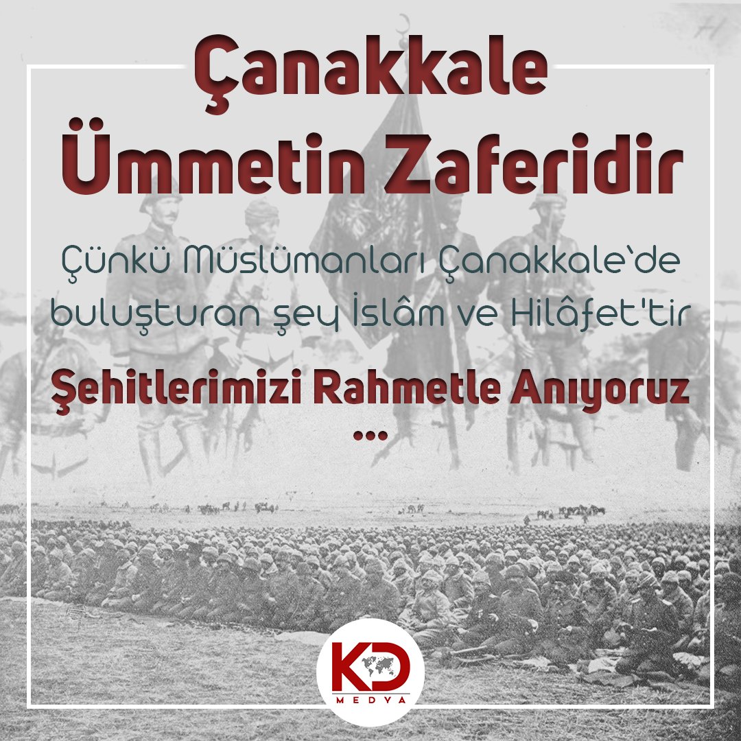 Çanakkale Ümmetin Zaferidir.

Çünkü Müslümanları Çanakkale’de buluşturan şey İslâm ve Hilâfet'tir. 

Şehitlerimizi rahmetle anıyoruz...

#18MartÇanakkaleZaferi