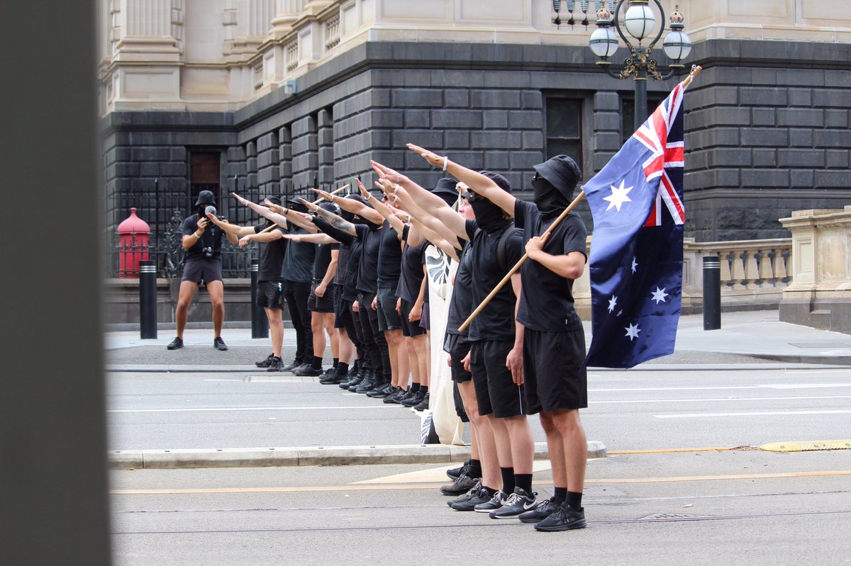 LensCompassion's tweet photo. Today in Melbourne, Nazis joined up with transphobes and performed the Hitler salute while standing on the steps of the Victorian parliament. What a horrible day.
#ACAB #antifa #melbourneprotest #TransRightsAreHumanRights https://t.co/buIGD5gcg8