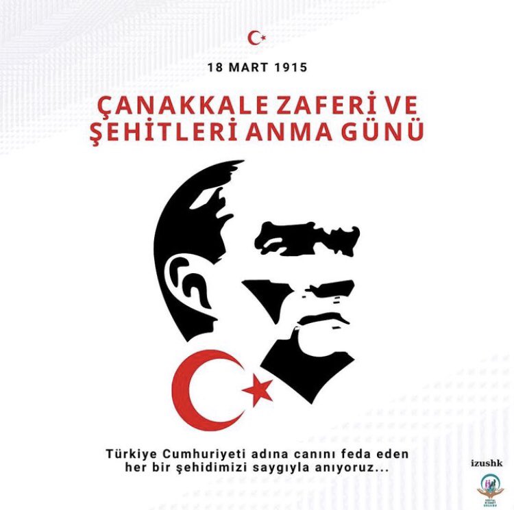 Neler yapmadık ki şu vatan için?           Kimimiz öldük;kimimiz nutuk söyledik.
-Orhan Veli Kanık
18 Mart Şehitleri anma ve Çanakkale Zaferi’nin 108.yıl dönümünü rahmet ve minnetle yad ediyoruz.
#18MartÇanakkaleZaferi #atatürk #çanakkale