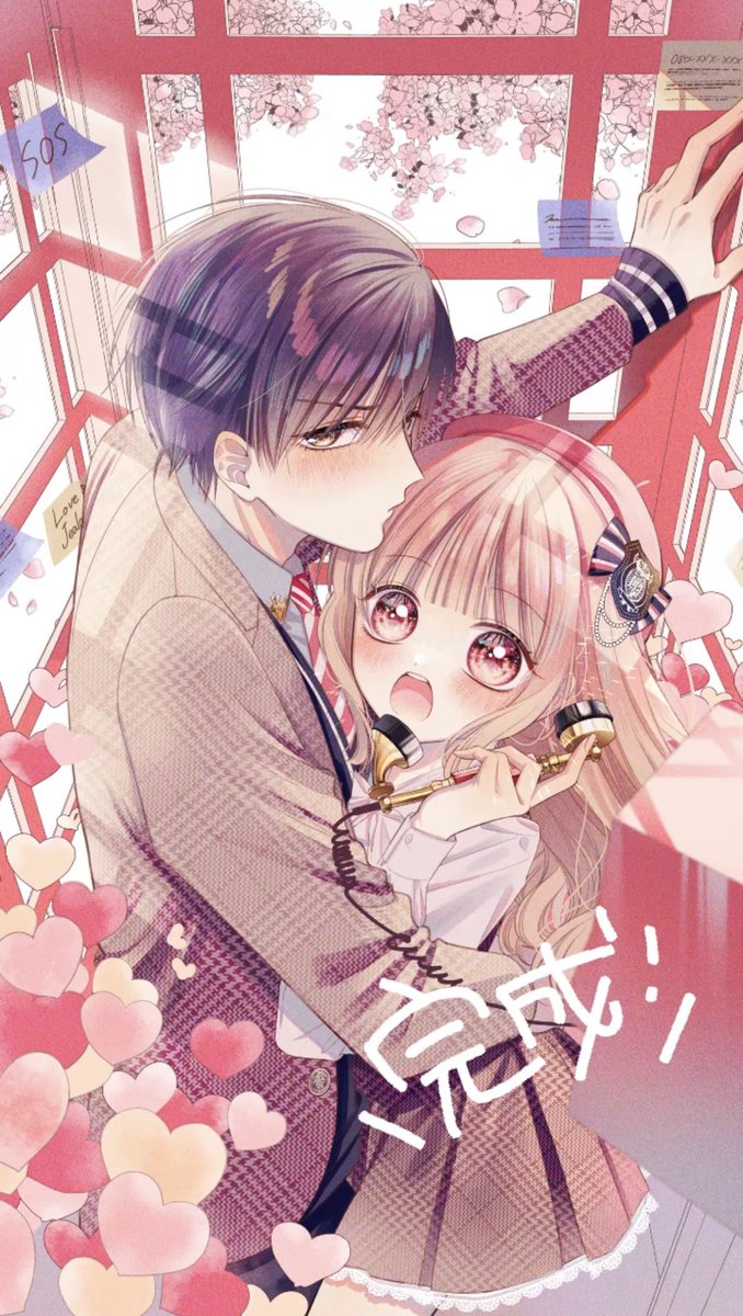 愛と暴君。3話扉絵メイキング☎️❣️✨
(ラフ案→下絵→作画途中→完成) 