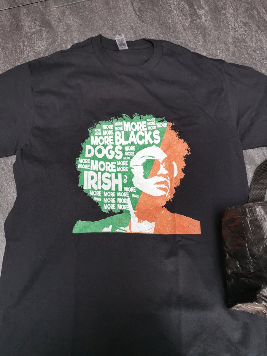 Gerardfenton1's tweet photo. New t-shirt arrived
#moreblacks #moredogs #moreirish #endracism #refugeeeswelcome #irelandforall
#Ireland4All https://t.co/6f9EV04t2c