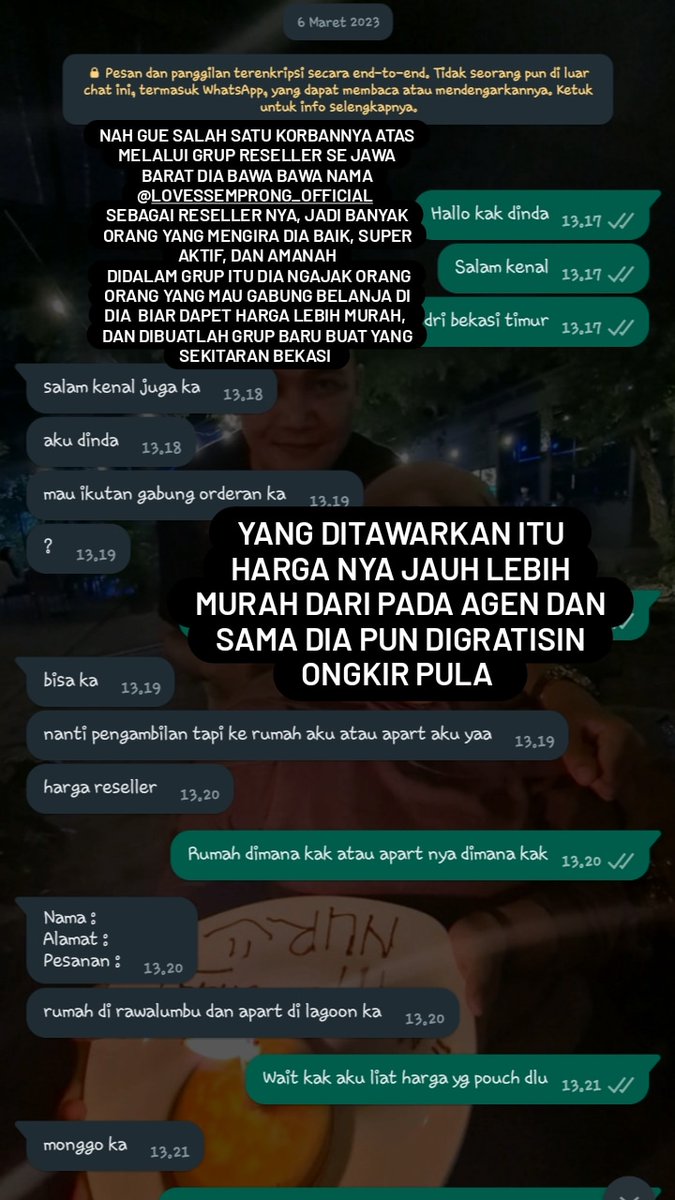 comedtz's tweet photo. TOLONG DIVIRAL KAN DINDA ERNI JULIANTI PENIPU SEKOTA BEKASI DAN KOTA KOTA LAIN PENIPU BERBAGAI MACAM BARANG DENGAN IMING IMING KASIH HARGA TERMURAH DAN GRATIS ONGKIR JANGAN PERNAH ADA YANG PERCAYA SAMA DIA 
UDAH TERLALU BANYAK MAKAN KORBAN 
#penipuanrawalumbu #dindaernijulianti https://t.co/Df6XDZn7TD