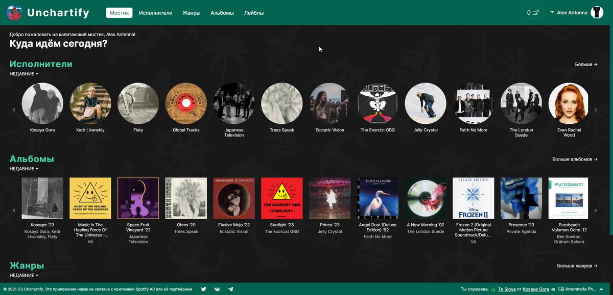 SpotifyUncharRU's tweet photo. В контексте тесного и взаимовыгодного сотрудничества с #Spotify Spotify Uncharted переименован в Unchartify! Меняйте закладки на https://t.co/NsUEq6IfVN https://t.co/WtmSwYiwgC