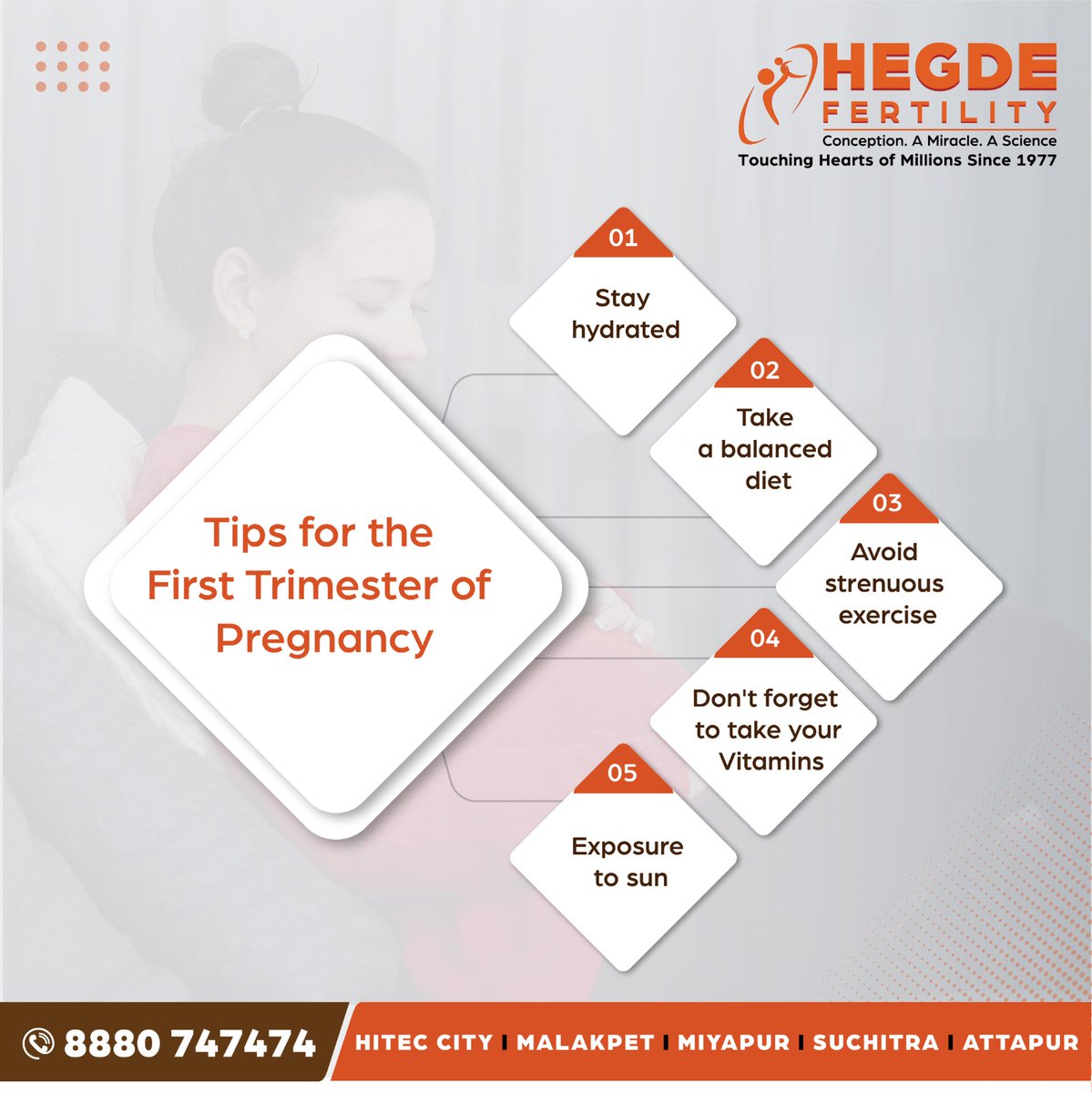 Hegde_Fertility's tweet image. If you are a first-time mommy-to-be, then the first trimester of your pregnancy is very crucial for you! We have brought you some useful tips.

#HegdeFertility #drvandanahegde #trimester #fertility #infertility #malefertility #MaleInfertility #femalefertility #FemaleInfertility