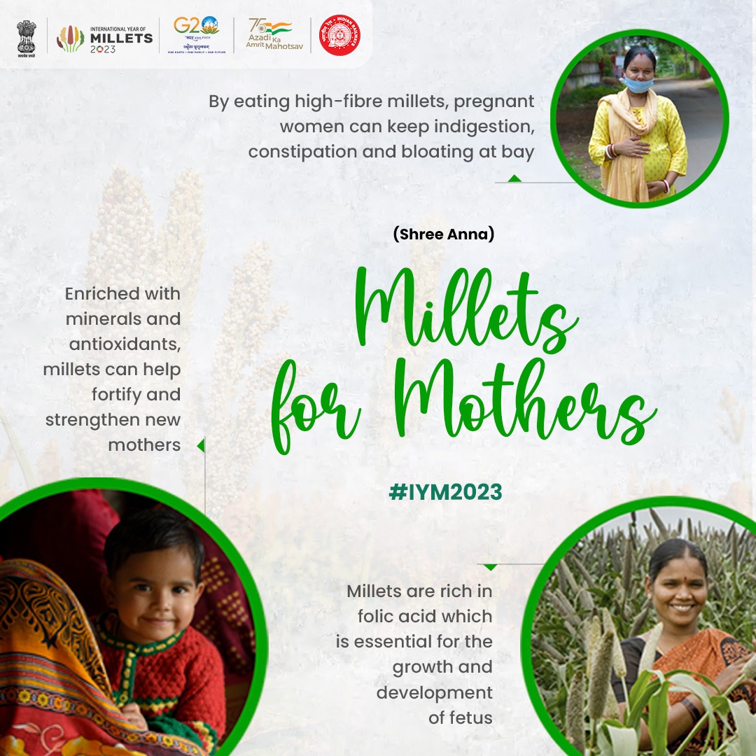 GMSRailway's tweet photo. #Millets are a great choice for nursing mothers and pregnant women
#IYM2023 #Superfoodmillets #yearofmillets https://t.co/ognhl1EjRO