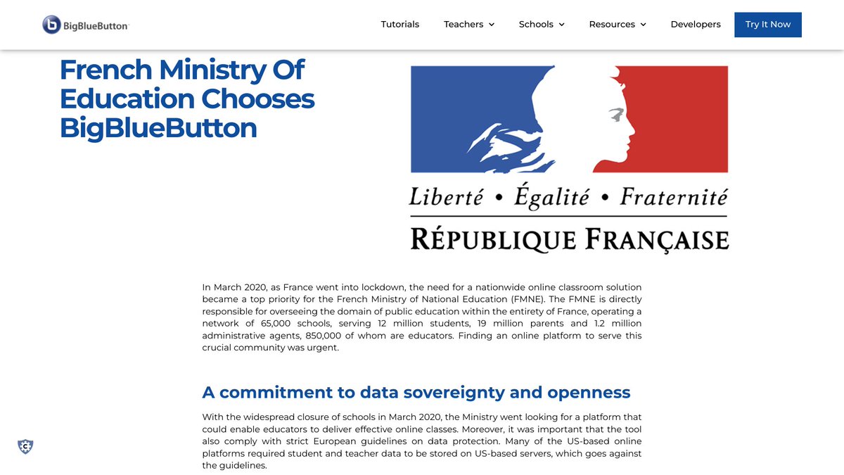 French Ministry Of Education Chooses BigBlueButton
"The financial support of the French Ministry of National Education is accelerating development of BigBlueButton which benefits every educator world-wide that is using BigBlueButton" <a href="/ffdixon/">Fred Dixon</a>
bigbluebutton.org/2023/01/11/fre…