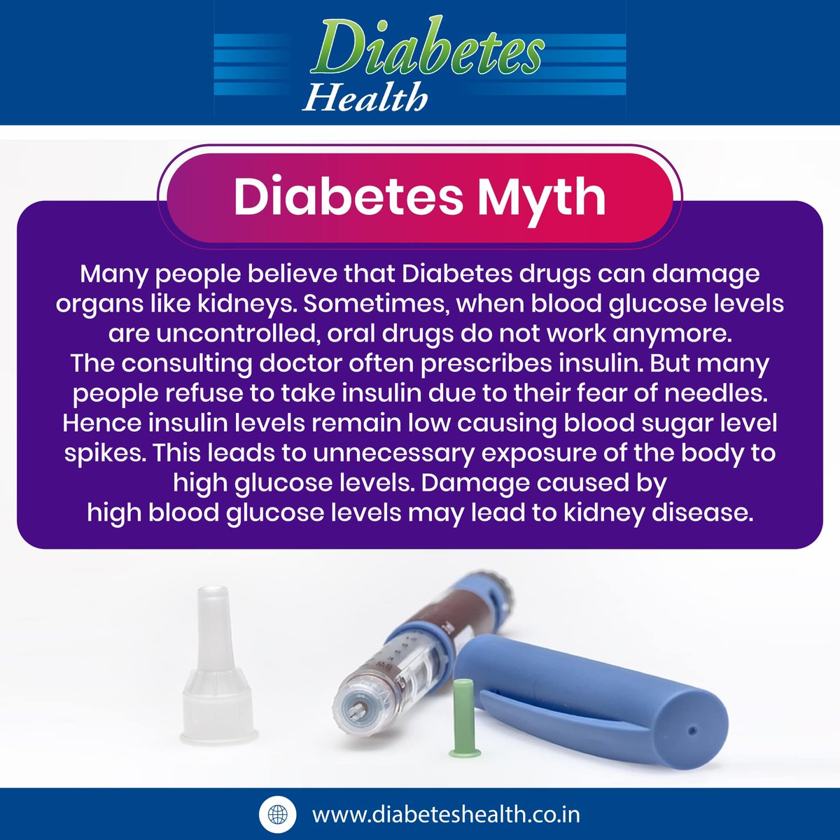 #diabeteshealthmagazine #healthcare #insulin #HighBloodGlucose #kidneydisease #diabetes #diabetesmanagement #DiabetesMyths #t1d #t2d